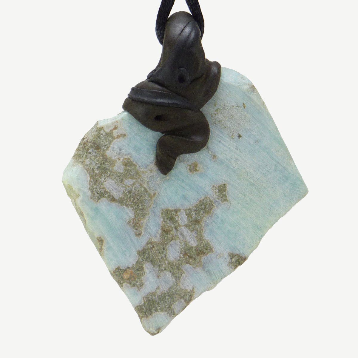 Pietre preziose: Larimar Steinanhänger mit eingefasstem Lapislazuli – Nuovo e nell'imballaggio originale da Meilen venduto da Kaleidoskopia 2