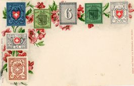 Schweiz  CH -  Briefmarken - Karte      um 1900
