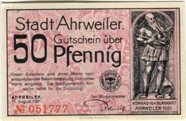 Notgeld "50 Pfennig. Ahrweiler 1921"