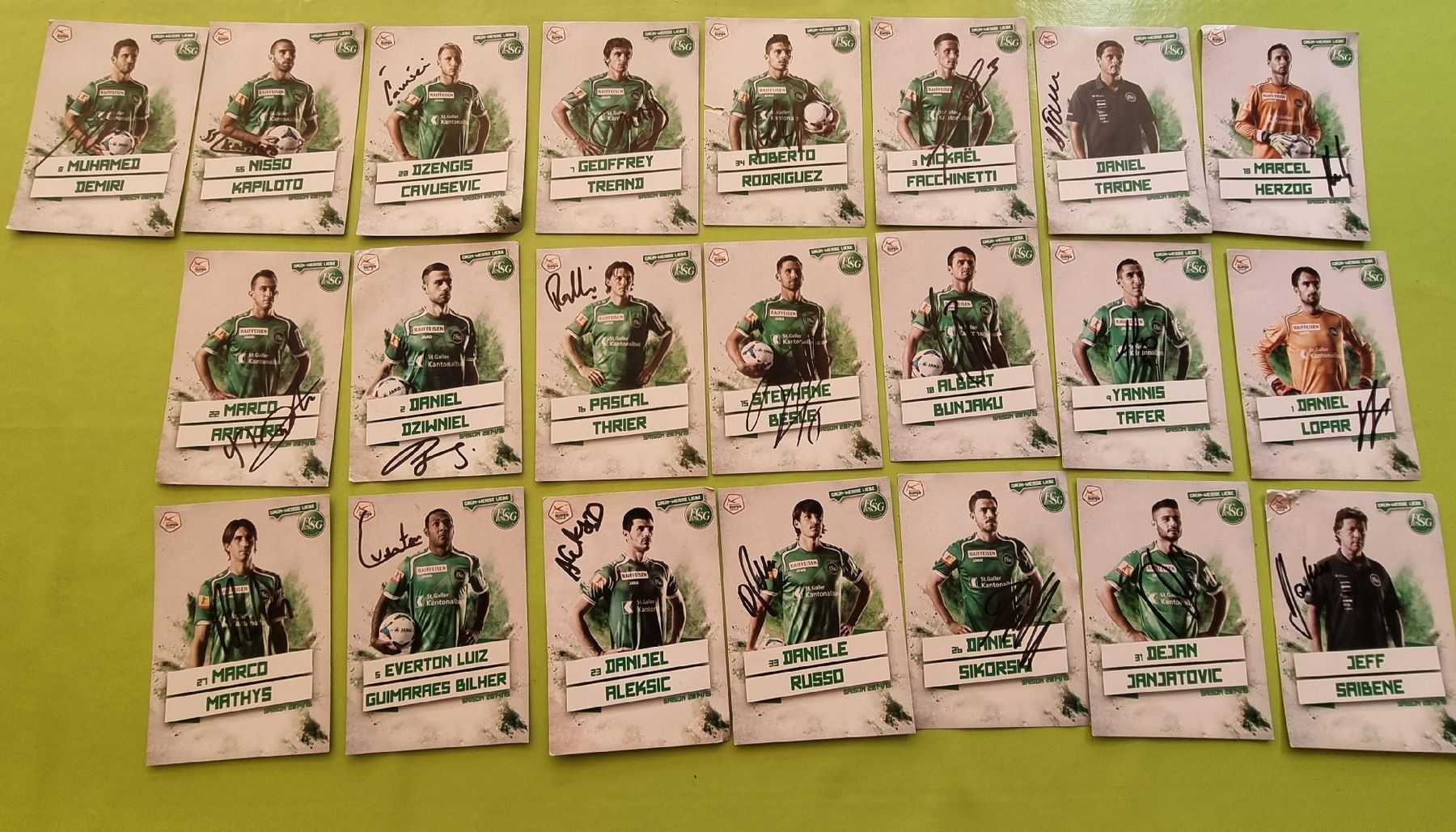 Autogramme: 21 Autogrammkarten des FCSG Saison 14/15 – Gebraucht aus Sargans von Polifemo58