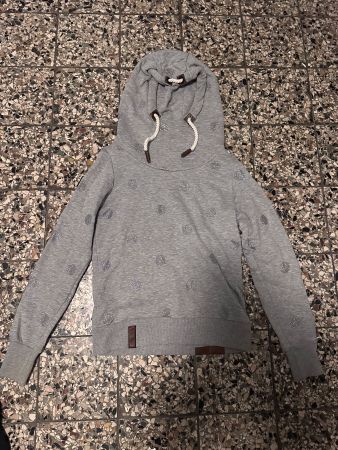 Naketano Kapuzenpullover grau mit Punkten Grösse M