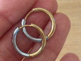 Luxus Elegante Creolen Edelstahl Ohrstecker Farbe:Gold/Silbe