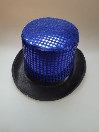 Pailletten Hut blau mit Pailletten 58 cm