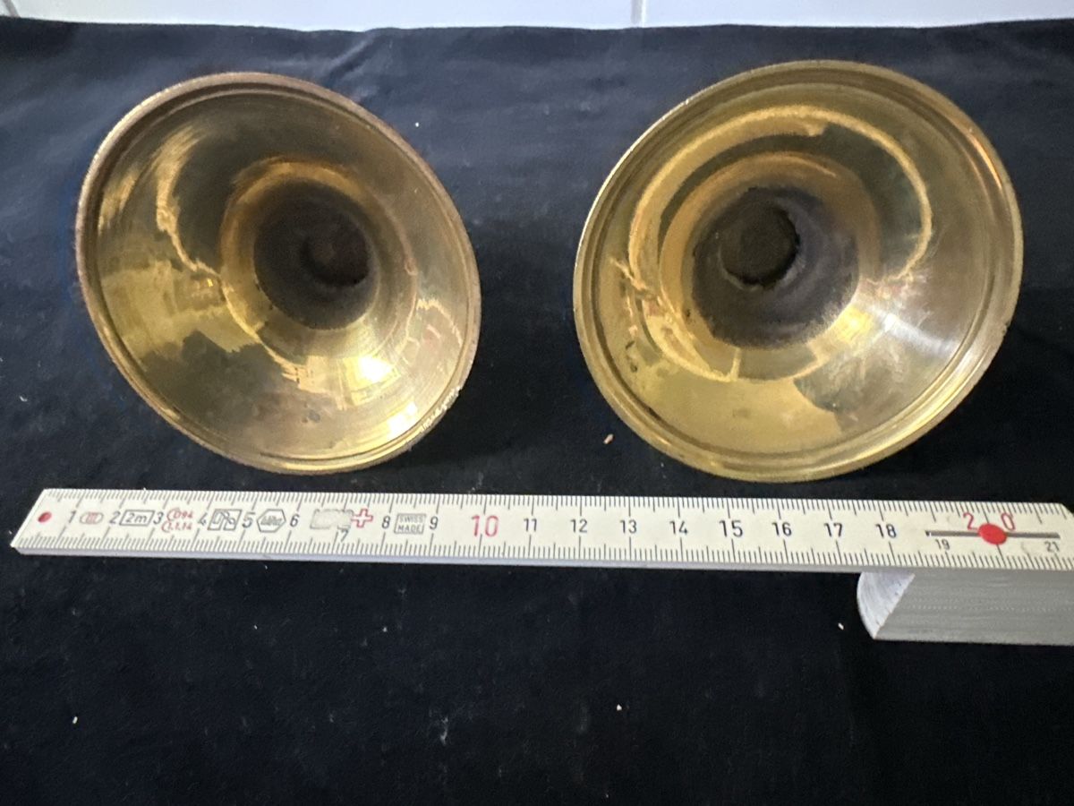 Portacandele: 2er Set Vintage Kerzenständer, Messing/Emaille, Deko Herbst – Usato da Zürich venduto da Chaeffeler 3