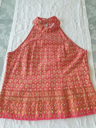 Bluse Top aus Thailand bestickt mit Dekoperlen Gr. 38/M