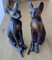 2 Katzenfiguren altägyptisch Stil,  26 cm, Vintage