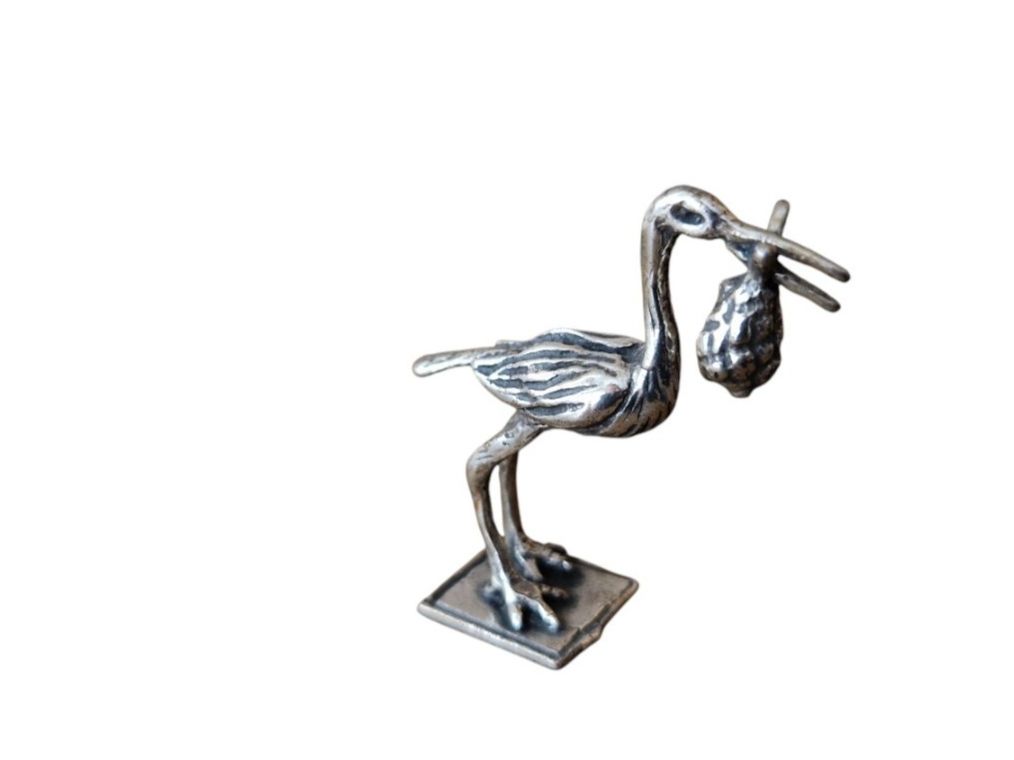 Statuette: Figur Miniatur Silber Storch – Usato da Mörschwil venduto da wunderkiste44