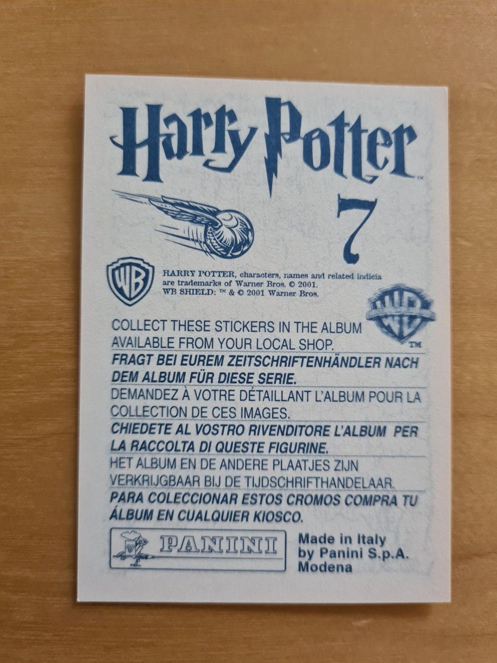 Panini Carte collezionabili: Panini Harry Potter Nr. 7 – Nuovo (secondo la descrizione) da Oberwil BL venduto da Spieltopia 1