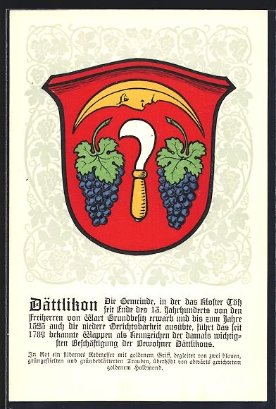 Ansichtskarten: AK Dättlikon, Wappen der Gemeinde – Gebraucht aus Berlin von bartko-reher