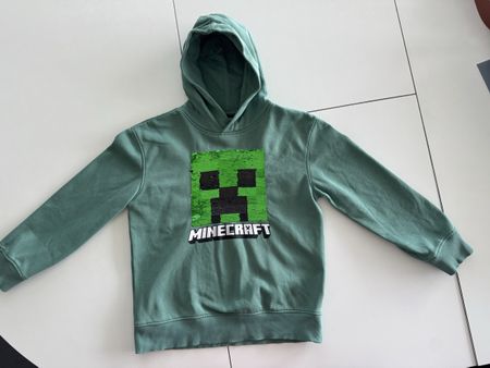 Kinder Hoodie Minecraft Creeper Grösse 140cm grün Pailletten