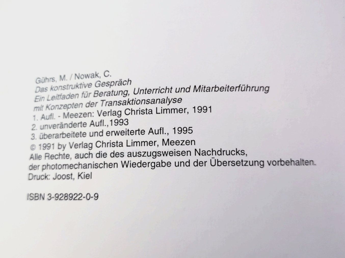 Livres: Das konstruktive Gespräch & Trainingshandbuch, Gührs/Nowak – D'occasion à Uster par Junipa 4