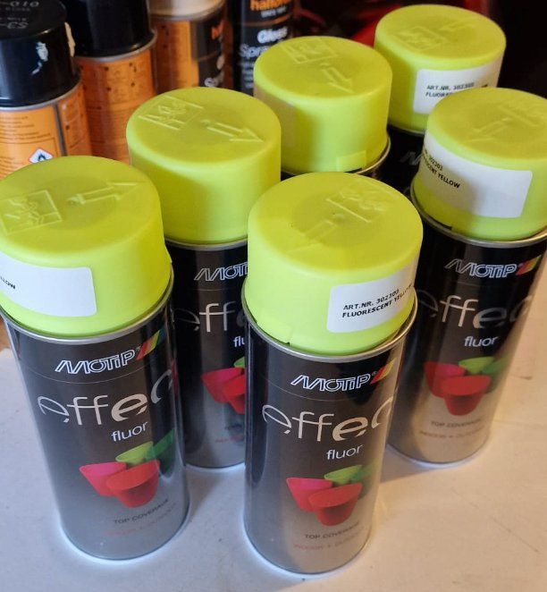 Farben: Set 5 St. MOTIP Effect Fluor Spraydose, Neon Gelb – Neu (gemäss Beschreibung) aus Zürich von alplita