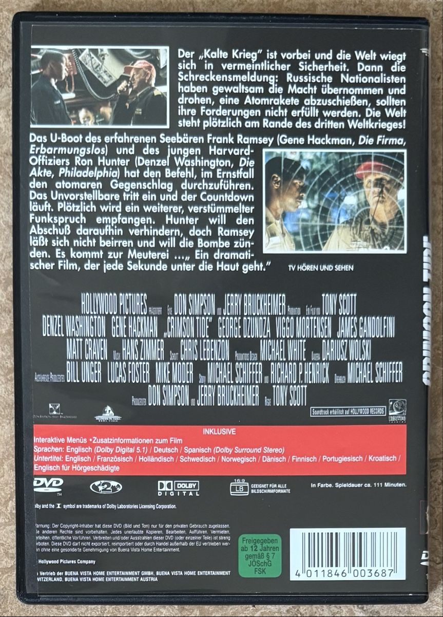 Tutti i DVDs: CRIMSON TIDE  – Nuovo (secondo la descrizione) da Dietikon venduto da AndreaSch01 1