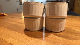 4 Tassen Keramik beige gestreift wie neu