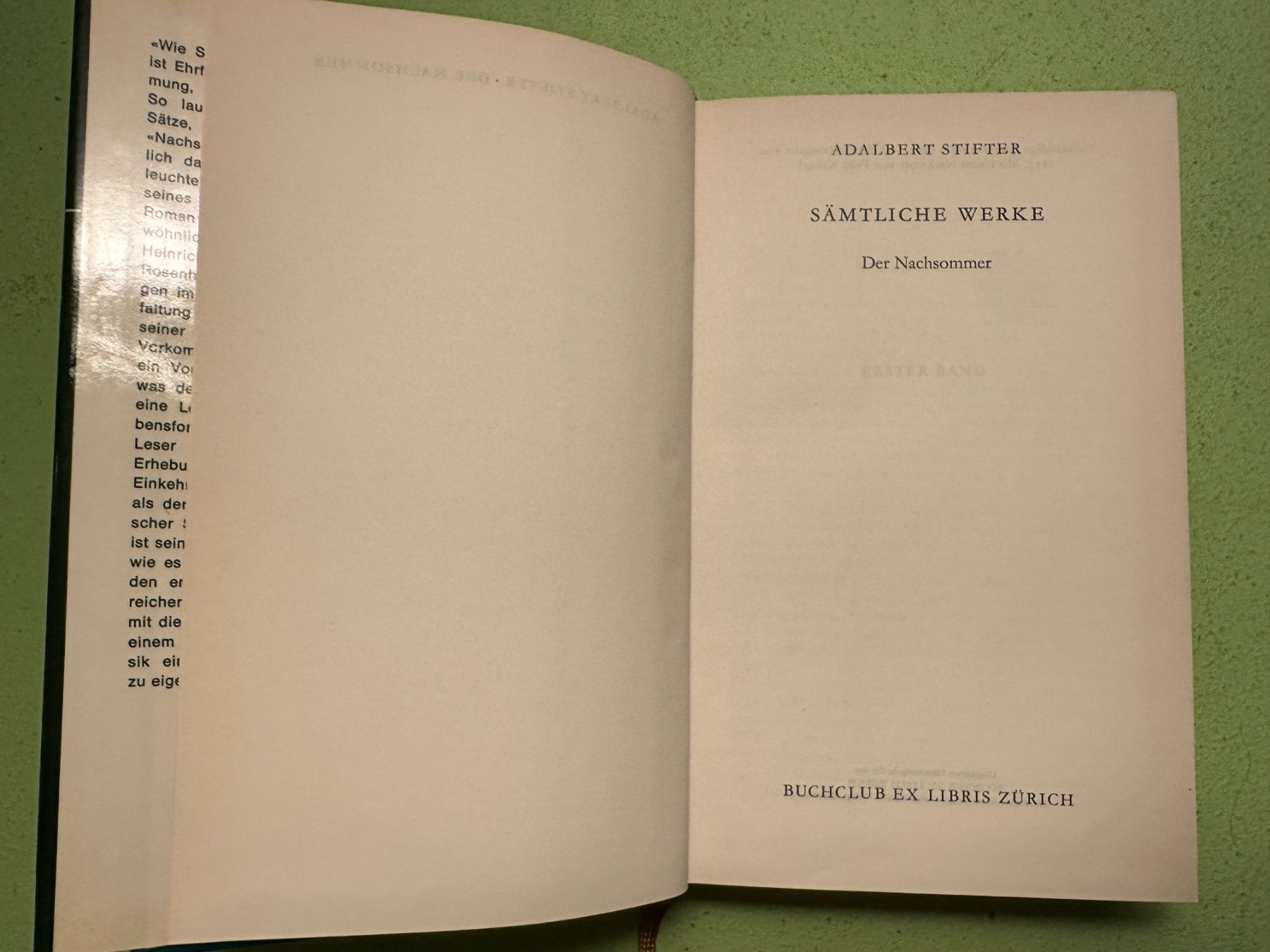 Libri: Adalbert Stifter: Der Nachsommer – Usato da Zürich venduto da allp 2