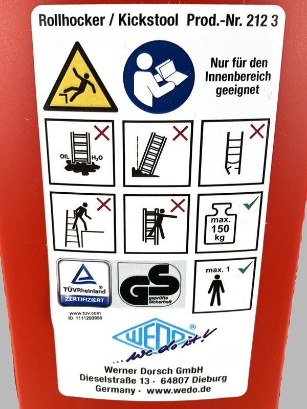 Sgabelli: WEDO | Rollhocker | Super Step | Rot – Nuovo (secondo la descrizione) da Wittenbach venduto da Restwert_St-Gallen 2
