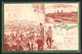 Litho Neuss, Szene vom Pferderennen, Haf