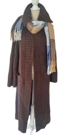 ZARA Strickmantel/Cardigan braun lang Gr.S + GRATIS Schal