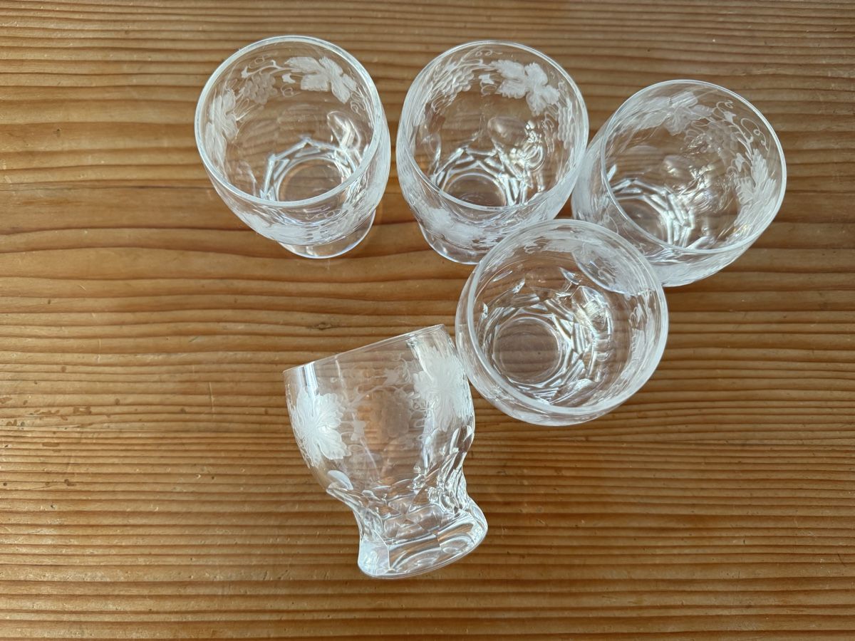 Gläser: 5er Set edle Grappagläser mit Schliffmuster, Vintage – Gebraucht aus Lanzenhäusern von Galaa 2