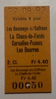 Ticket de train - Les Geneveys-s/Coffrane La Chaux-de-Fonds