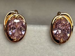 Boucles d’oreilles plaquées or diamants roses ✨