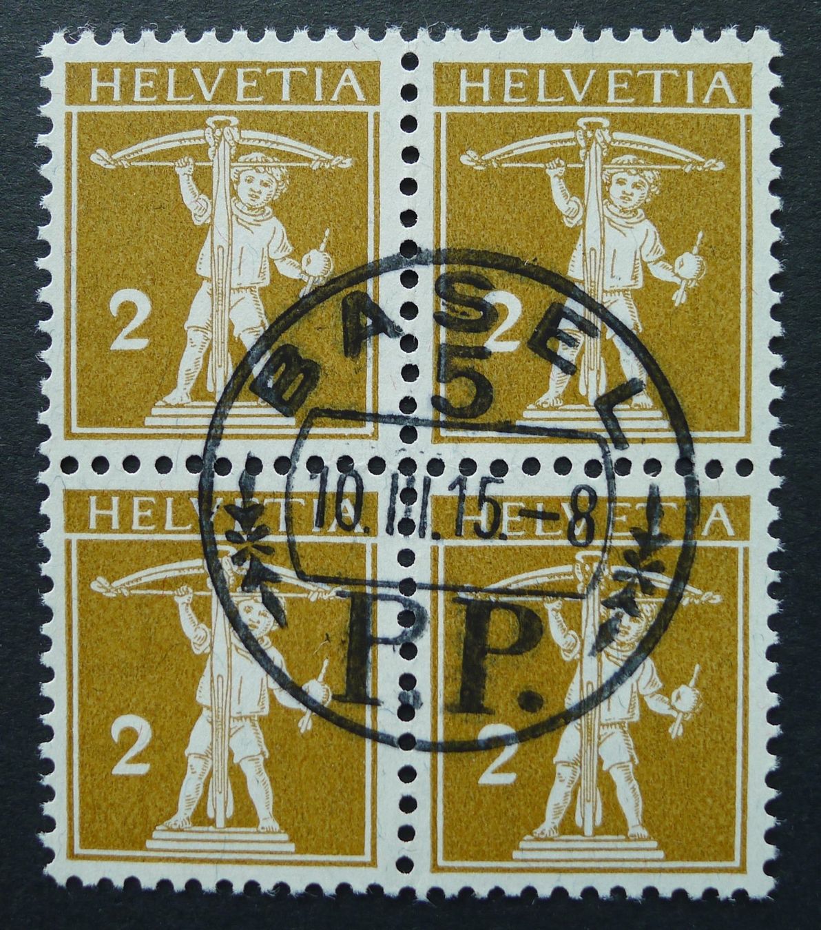 Tutti i francobolli: Nr. 123III Viererblock, mit Zentrumstempel BASEL P.P. – Usato da Ebikon venduto da SilvioFreund
