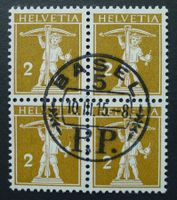 Nr. 123III Viererblock, mit Zentrumstempel BASEL P.P.