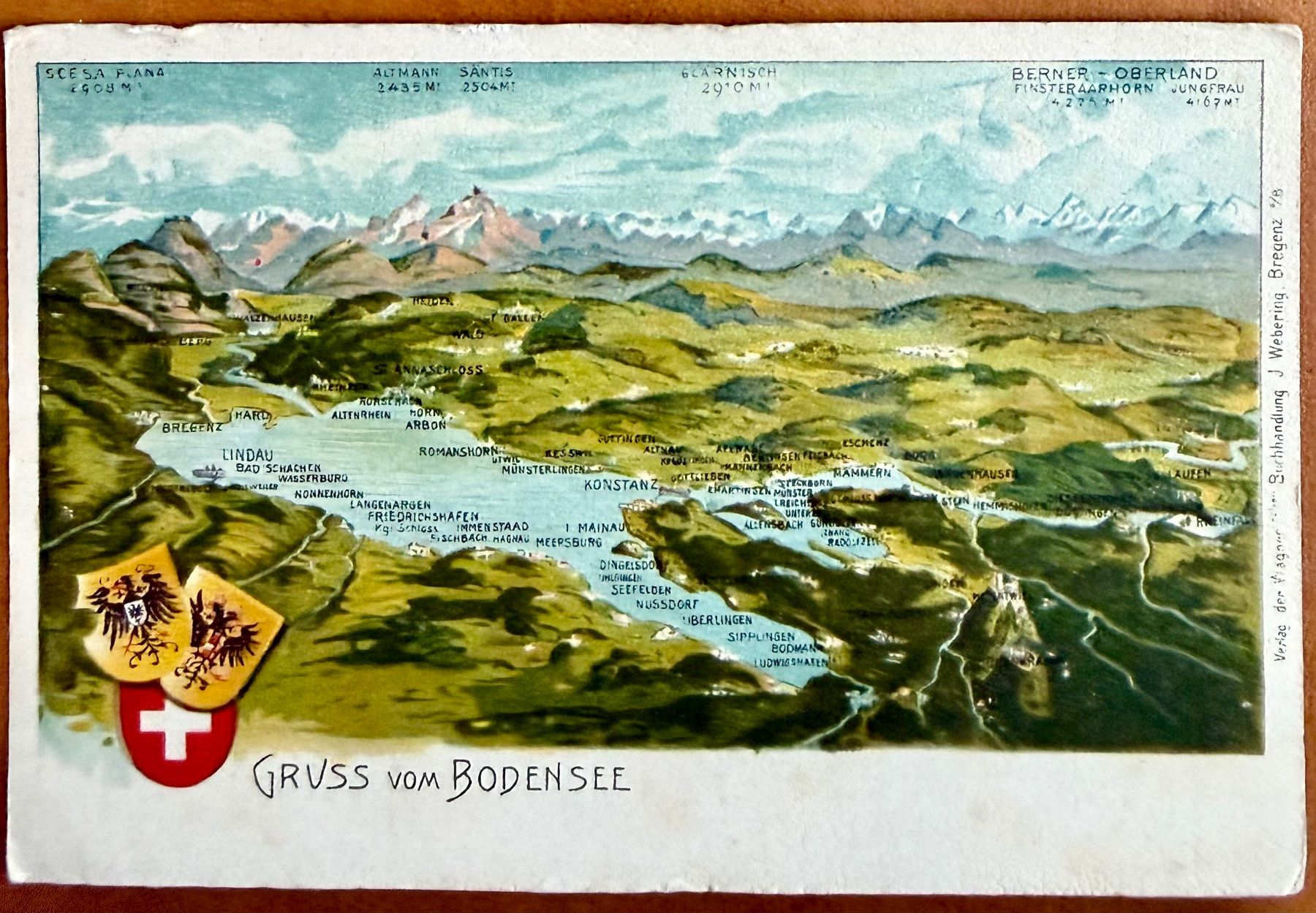 Cartoline postali: AK: BODENSEE - Gruss vom Bodensee - Map – Usato da Lutry venduto da Ediego