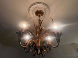 Kronleuchter goldfarbig im Weizen Design gebraucht