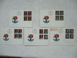 Pro Patria 1969 5 FDC Satz & 4er-Bl. SBK B142 - B145