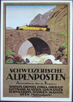 Plakat Werbung PTT-Reisedienst Postauto, Simplon, Furka