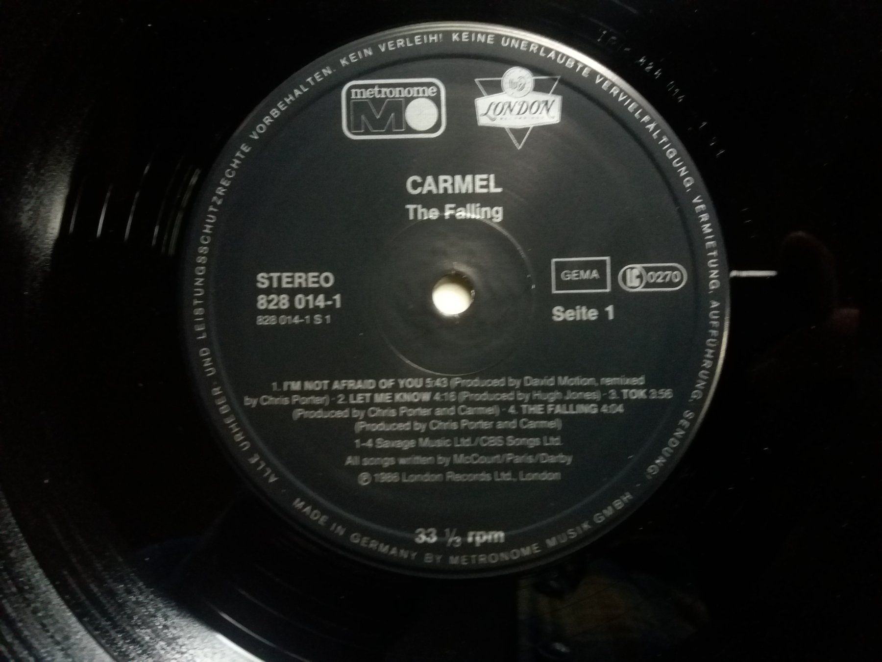 Dischi in vinile: LP (Carmel) The Falling – Usato da Meyrin venduto da toutatis 3