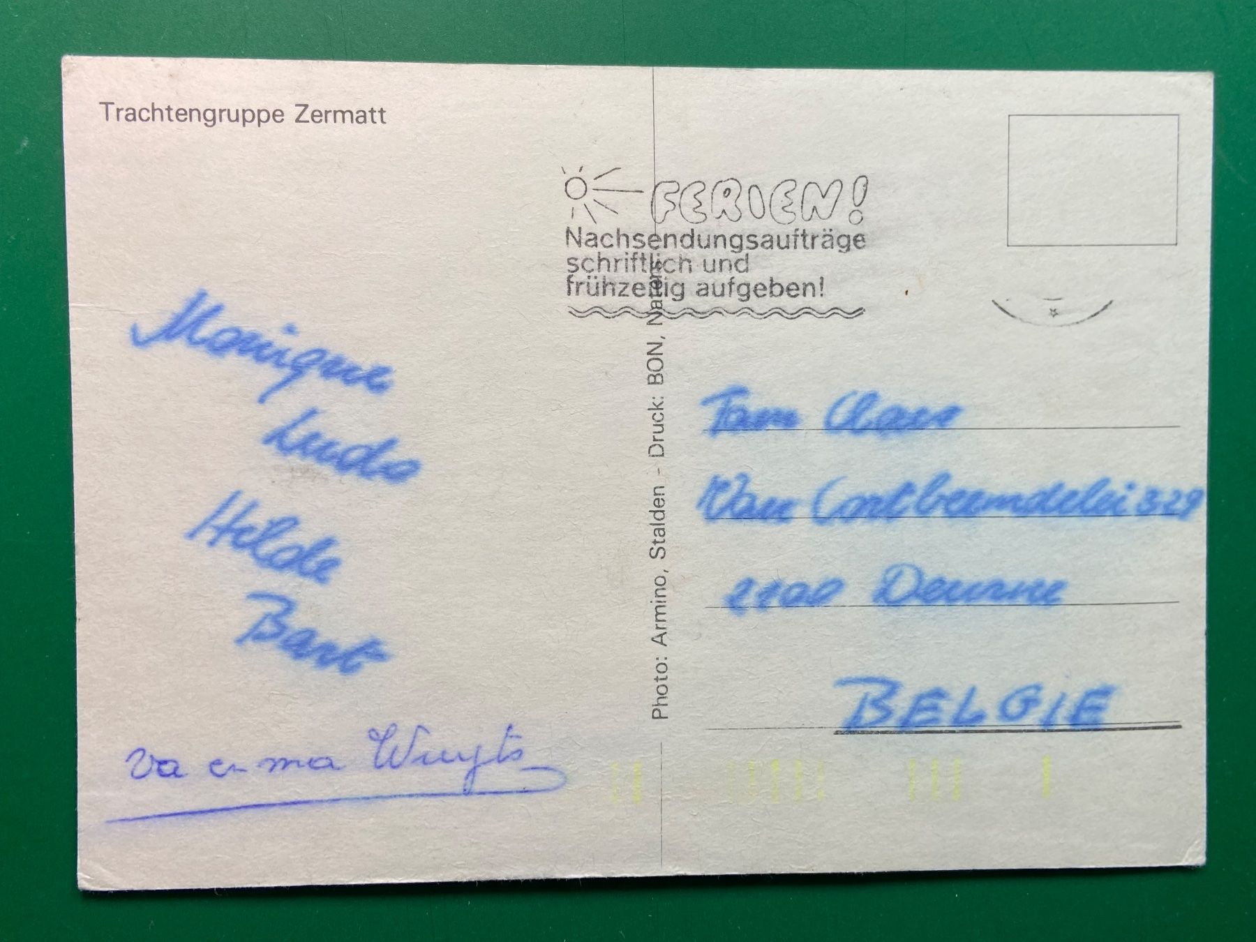 Ansichtskarten: Trachtengruppe Zermatt – Gebraucht aus Steg VS von _vinci_ 1