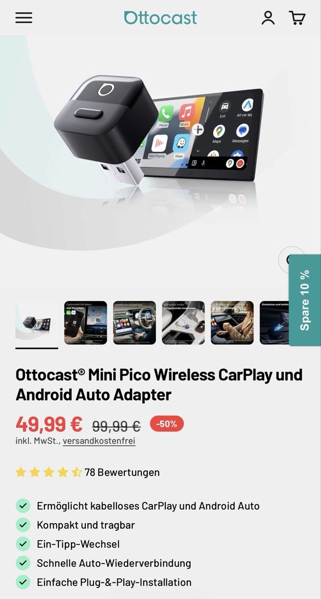 Unità & Adattatore: Ottocast Mini Pico wireless Apple CarPlay & Android Auto – Nuovo e nell'imballaggio originale da Olten venduto da Lamb_of_God 2