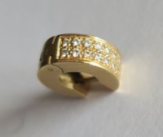 Einzelne Creole 750 Gelbgold mit Diamanten