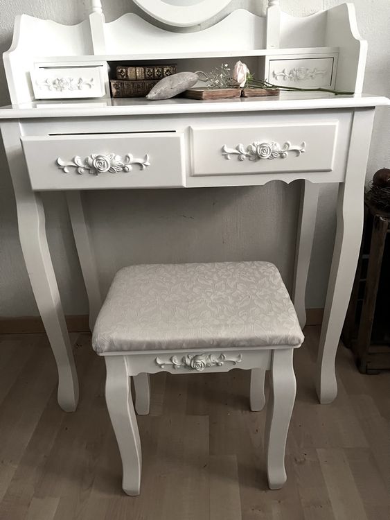 Coiffeuses: Schminktisch mit Hocker, weiss, Vintage Stil, Top! – D'occasion à Hochfelden par Michou7 4