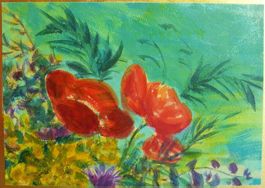 Bild Gemälde Aquarell: Blumengebinde (I), 23 x 16.3 cm
