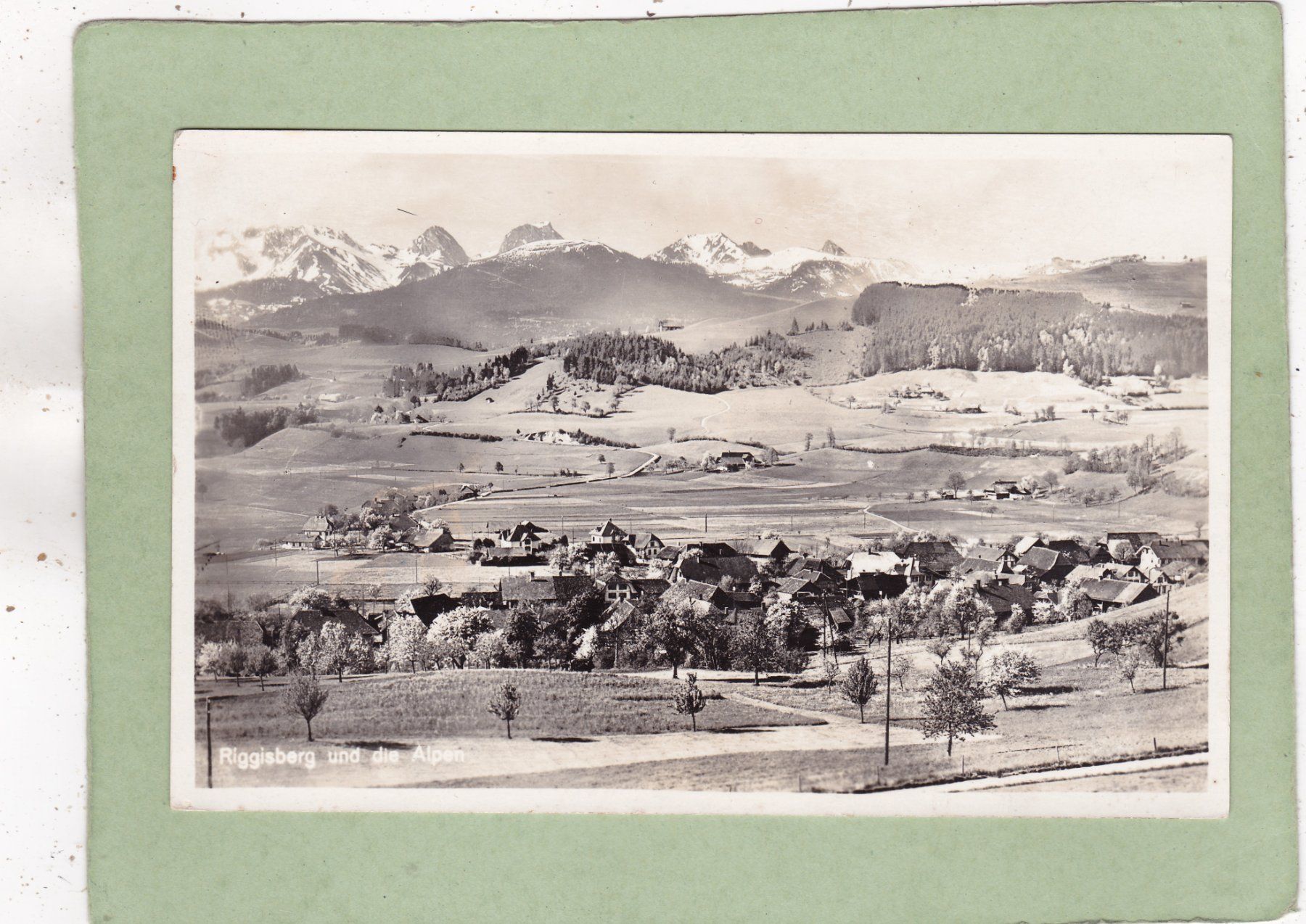 Ansichtskarten: Riggisberg und die Alpen 1927 – Gebraucht aus Herisau von Lisegrat2008