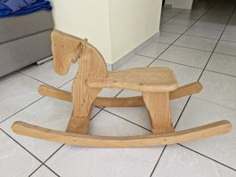 Schaukelpferd aus Holz natur gebraucht guter Zustand
