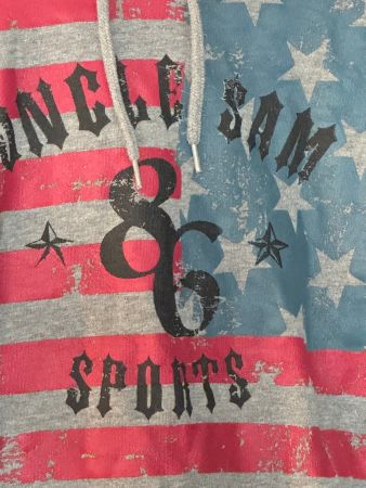 Cooler Vintage Hoodie Uncle Sam Grösse M, Graumeliert Unisex