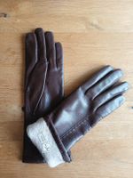 Damen Leder Handschuhe Braun Grösse 7 3/4 Wolle Viskose