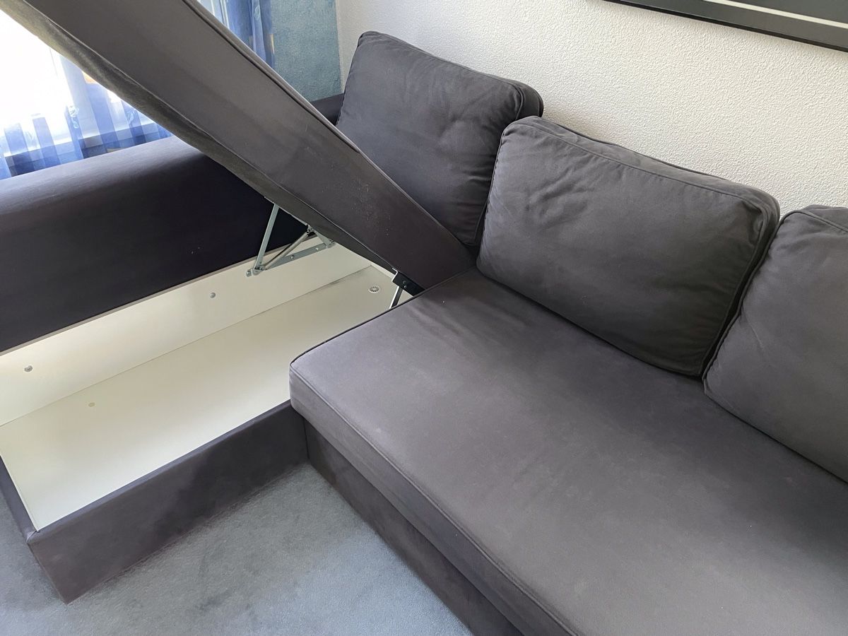 Ikea Divani: Graues Ecksofa mit Bettfunktion und Stauraum, Ikea Manstad – Usato da Küsnacht ZH venduto da Asailor 2