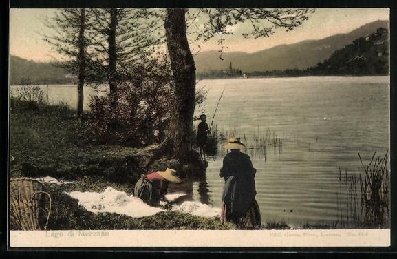 Cartoline postali: AK Muzzano, Waschfrauen am See – Usato da Berlin venduto da bartko-reher