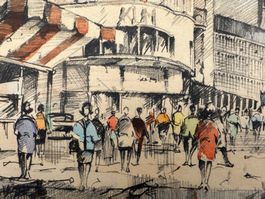 Farblitho Berlin Kurfürstendamm von Horst Miesler