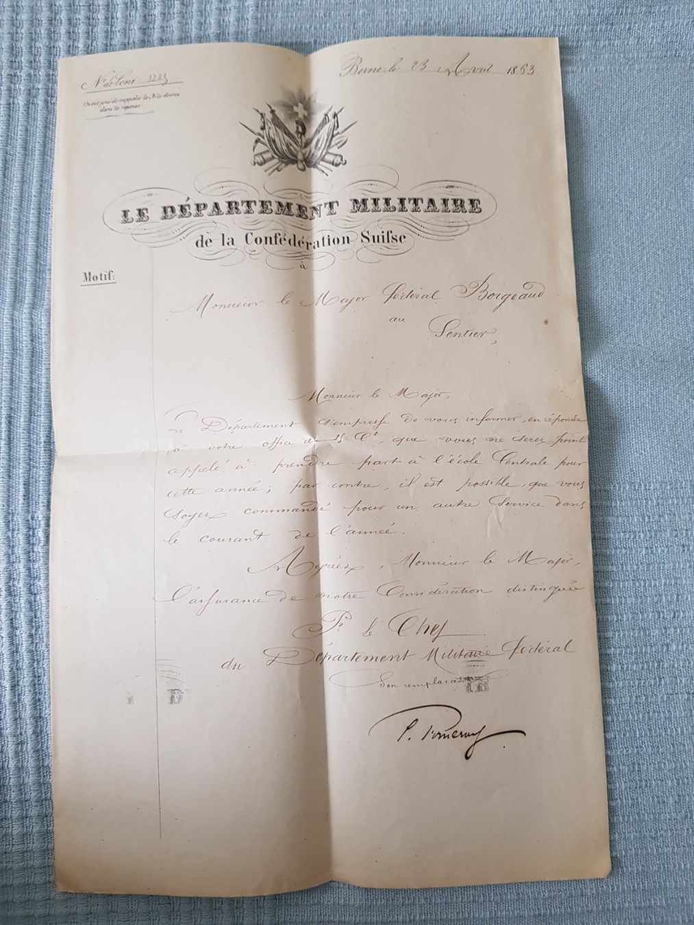 Autografi: Constant Fornerod, 9. Bundesrat,Original-Autogramm, Avenches – Usato da Wikon venduto da Funkfreak75