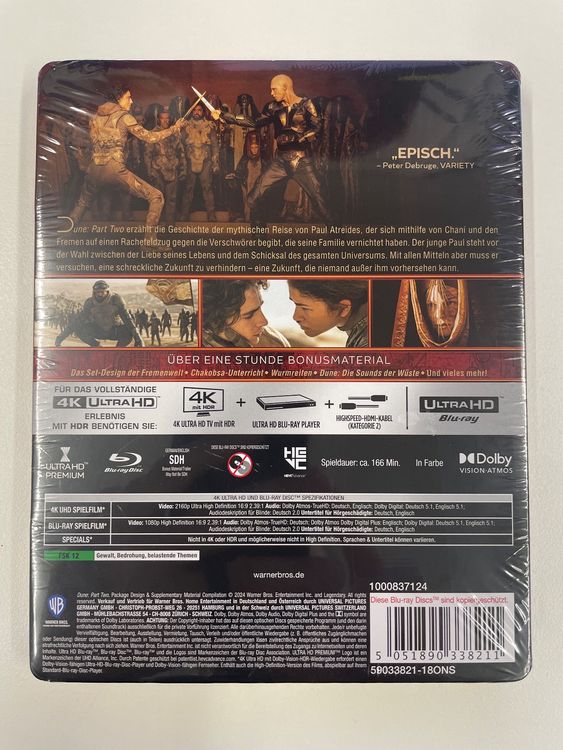 Dune: Part Two 4K UHD Blu-ray – Timothée Chalamet, Rebecca Ferguson – Brand New Sealed