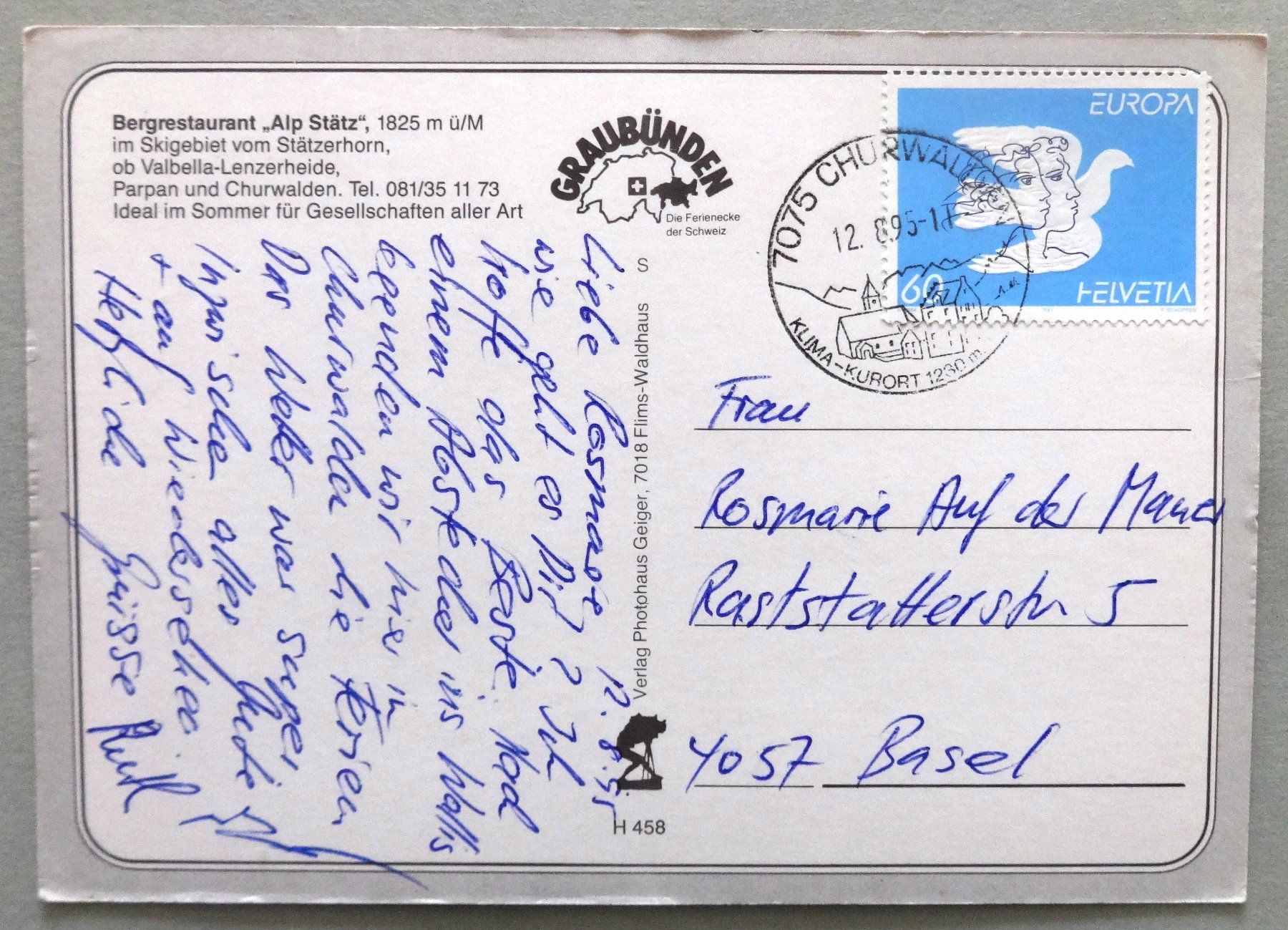 Cartoline postali: Bergrestaurant "Alp Stätz 1825 m ü.M. – Usato da Fétigny venduto da Billy2miny 1