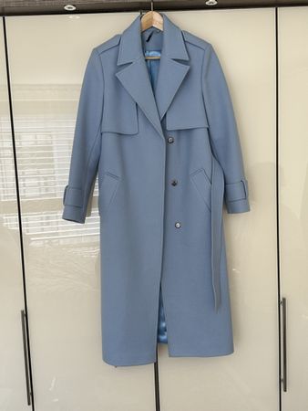 Baby Blue Premium Wool Trench Coat Size M New