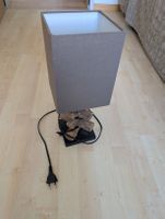 Tischlampe Holz Design Unikat mit Stoffschirm