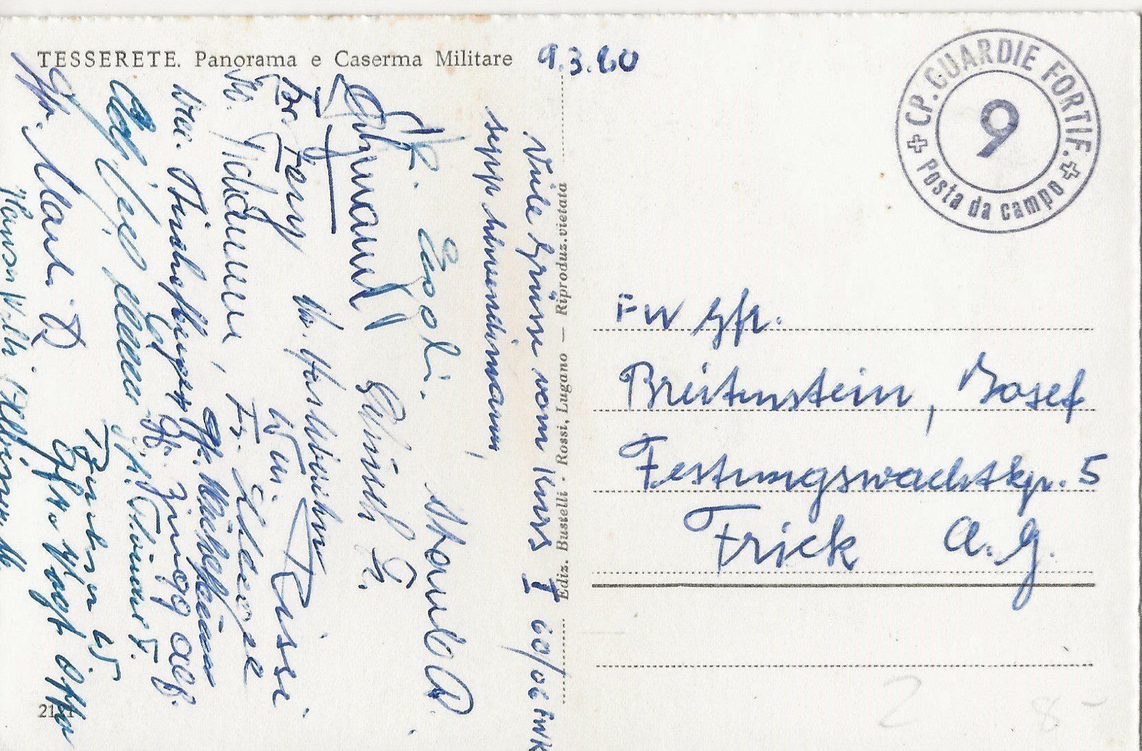 Ansichtskarten: Tesserete, 1960 – Gebraucht aus Frauenfeld von Merk52 1